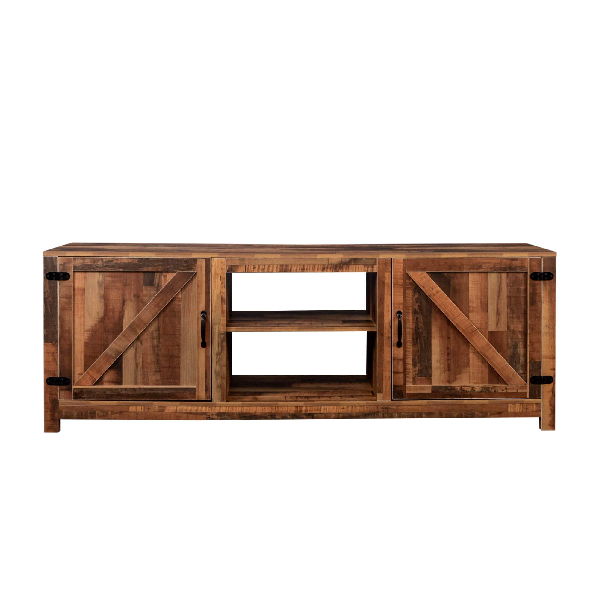 Paproos TV Cabinet with Doors, Farmhouse TV Stand with 2 Barn Door ...