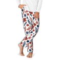 thumbnail image 2 of Wukai Red Blue Leaves Print Teenagers' Pajama Pant Sleep Pajama Lounge Pant PJ Bottoms with Pockets and Button Fly(Available in Big & Tall)-Small, 2 of 6