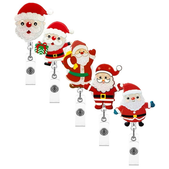 YOSADIER Badge Clips Retractable Badge Reel Swivel Clip 5pcs Acrylic Festive Design