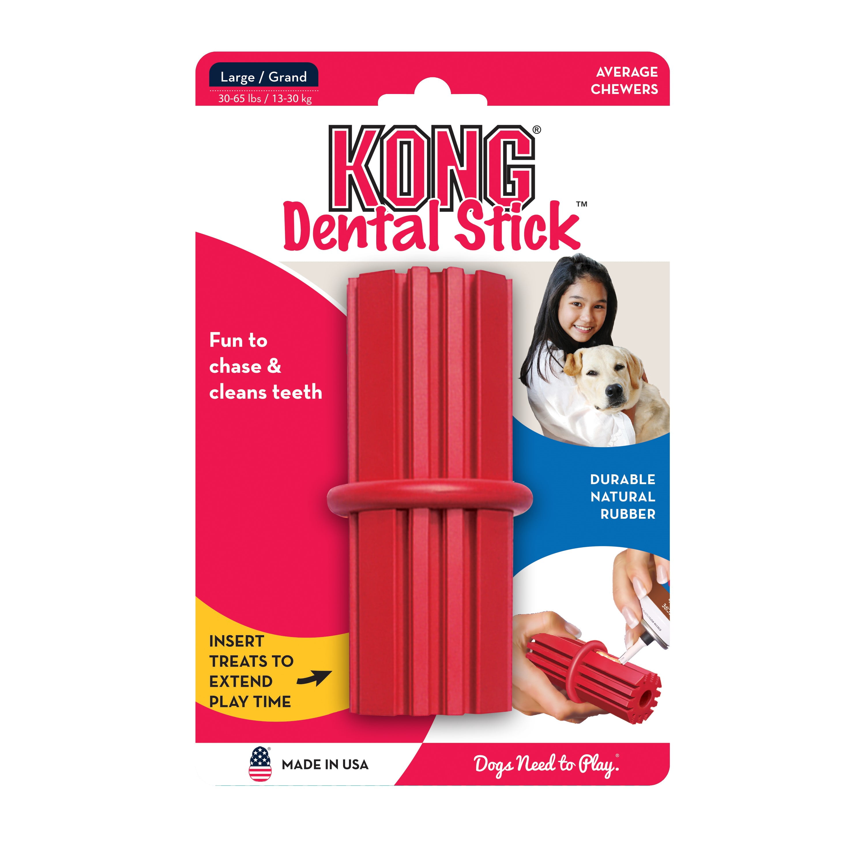 KONG Dental Stick Teeth Cleaning Chew Dog Toy, Large
