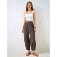 thumbnail image 6 of Womens Baggy Wide Leg Pants Casual Elastic Waisted Palazzo Harem Pants with Pockets Coffee S, 6 of 9