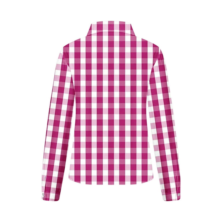 Posijego Womens Plaid Button Down Shirts Collared Long Sleeve