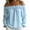 Light Blue, variant on Women's One Shouder Tops Long Sleeve Ruffled Solid Chiffon Puff Cuffs Elegant Casual Blouse