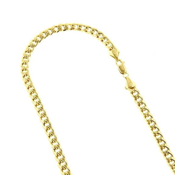 14k Yellow Gold Hollow Miami Cuban Link Chain Necklace with Lobster Claw Clasp 8mm Wide 22 Long