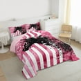 thumbnail image 3 of Feelyou Pink American Flag Queen Comforter Set, Fashion Cow Print Bedding Set, 3pcs, 3 of 8