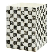 Capiz Waste Bin, Decorative Black-and-White Courtly Check Trash Can for Bathroom and Bedroom