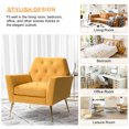 thumbnail image 5 of Upholstered Velvet Armchair Lounge Accent Chair Button Tufted Metal Legs Living Room Bedroom Mustard, 5 of 7