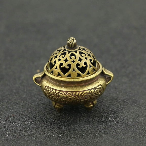 Brass Incense Holder Burner Brass Pocket Hollow Incense Holder with Cover Home Decoration Censer Sculpture