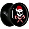 thumbnail image 2 of Body Candy 0 Gauge Santa Pirate Candy Cane Skull Acrylic Saddle Plug Set, 2 of 4