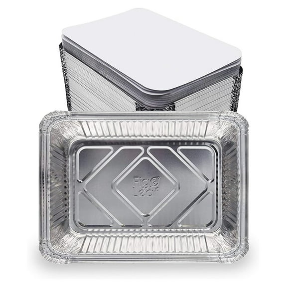 (480 Pack) Premium 2.5-LB Takeout Pans with Lids - 8.6" x 6.1" x 2" l Heavy Duty Disposable Aluminum for Catering Party Meal Prep Freezer Drip Pans BBQ Potluck Holidays