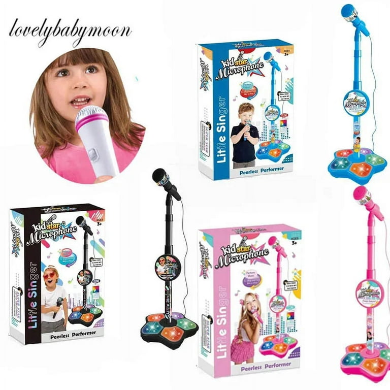 Kids Microphone with Stand Karaoke Song Music Instrument Toys  Brain-Training Educational Toy Birthday Gift for Girl Boy,Black