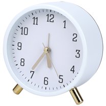 REGALWOVEN Desk Mechanical Alarm Clock, Minimalist Metal Frame, with Bracket, Non-Tick, Perfect for Study/Office White 4.3"L x 2.2"W x 4.5"H