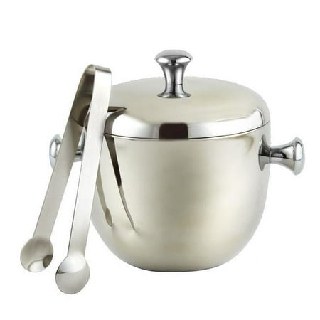 

6.5 in. Dia. 1.5 qt. Stainless Steel Apple Ice Bucket Double Wall with Tongs