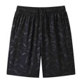 thumbnail image 2 of Summer Savings Clearance! Stamzod Men Short Fashion Solid Color Summer Elastic Waist Drawstring Shorts Casual Loose Plus Size Athletic Shorts for Men with Pocket Black E XL, 2 of 7