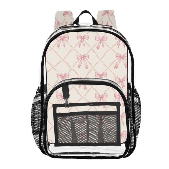 ALAZA Clear Backpack Bows Checkered PVC Transparent BookBag