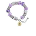 thumbnail image 2 of Delight Jewelry Goldtone Capital Letter - X - Pebble Disc - Purple Butterfly Bead Charm Bracelet, 7"+1" Extender, 2 of 5
