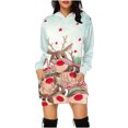 thumbnail image 1 of Vestido de sudadera con bolsillo y estampado navideño de manga larga con capucha para mujer Pompotops hdfakjf9353, 1 of 4
