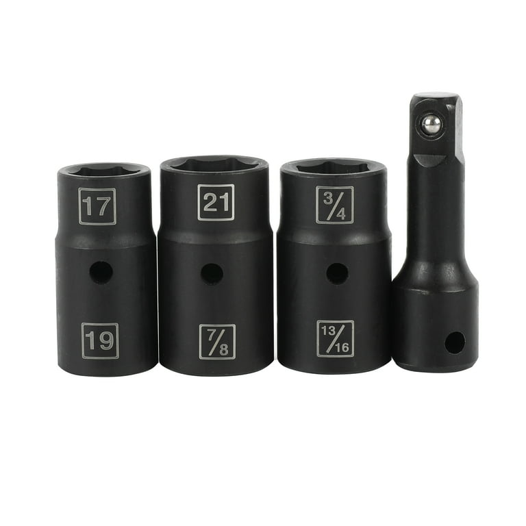 Hyper Tough Impact Socket Set 4-Piece 1/2 inch Cr-Mo Steel