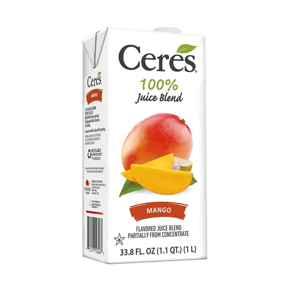 Pack of 12, Ceres 100% Mango Juice Blend, 33.8 fl oz