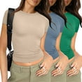thumbnail image 2 of Fashion Tops For Women Fitted Short Sleeve Basic Tee Slim Fit Shirts, 2 of 2