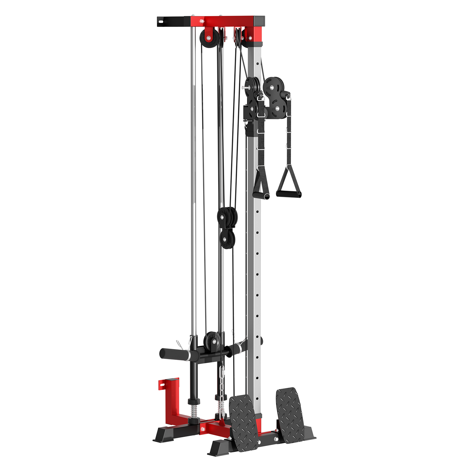 Wall Mount Cable Station, Space Saving LAT Pull-Down Machine18 Positions Dual Pulley System High/Low Cable Crossover Machine for Home Gym