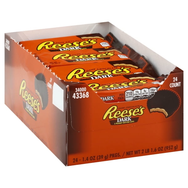REESE'S Dark Chocolate Peanut Butter Cups, 1.5 oz, 24 Count - Walmart.com