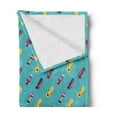 thumbnail image 2 of Summer Soft Flannel Fleece Throw Blanket, Continuing Print of Colorful Sandals with Polka Dots or Stripes, Cozy Plush for Indoor and Outdoor Use, 50" x 60", Turquoise and Multicolor, by Ambesonne, 2 of 5