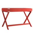 thumbnail image 3 of Weston Home Wood X-Base Campaign Writing Desk with Drawers, Samba Red, 3 of 6