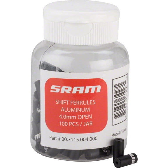 SRAM Shift Cable Housing Ferrules 4mm Open Black, 100-count Jar