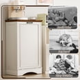thumbnail image 3 of AHB 13 Gallon Tilt Out Trash Cabinet with Deodorizing Function, Freestanding Kitchen Trash Can Storage Organizer, 20.86"L x 13.58"W x 35.43"H, White, 3 of 8
