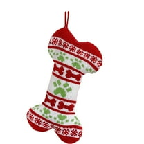 OAVQHLG3B Dog Christmas Stocking, Large Bone Shape Cable Knit Embroidered Dog Xmas Stockings, Knitted Hanging Stockings Pets