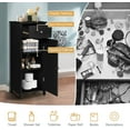 thumbnail image 4 of Cabinet, Narrow Bathroom Storage, Black, Modern Style, Freestanding, Small, Wooden, 4 of 18