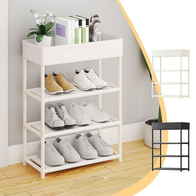 Armoire de Rangement en Métal à 4 Tablettes, Organisateur de Garde-Robe d'Entrée Supérieur, Tablettes en Acier Robustes, pour Chambre d'Entrée, Rangement Polyvalent, Déco Maison pour Salon