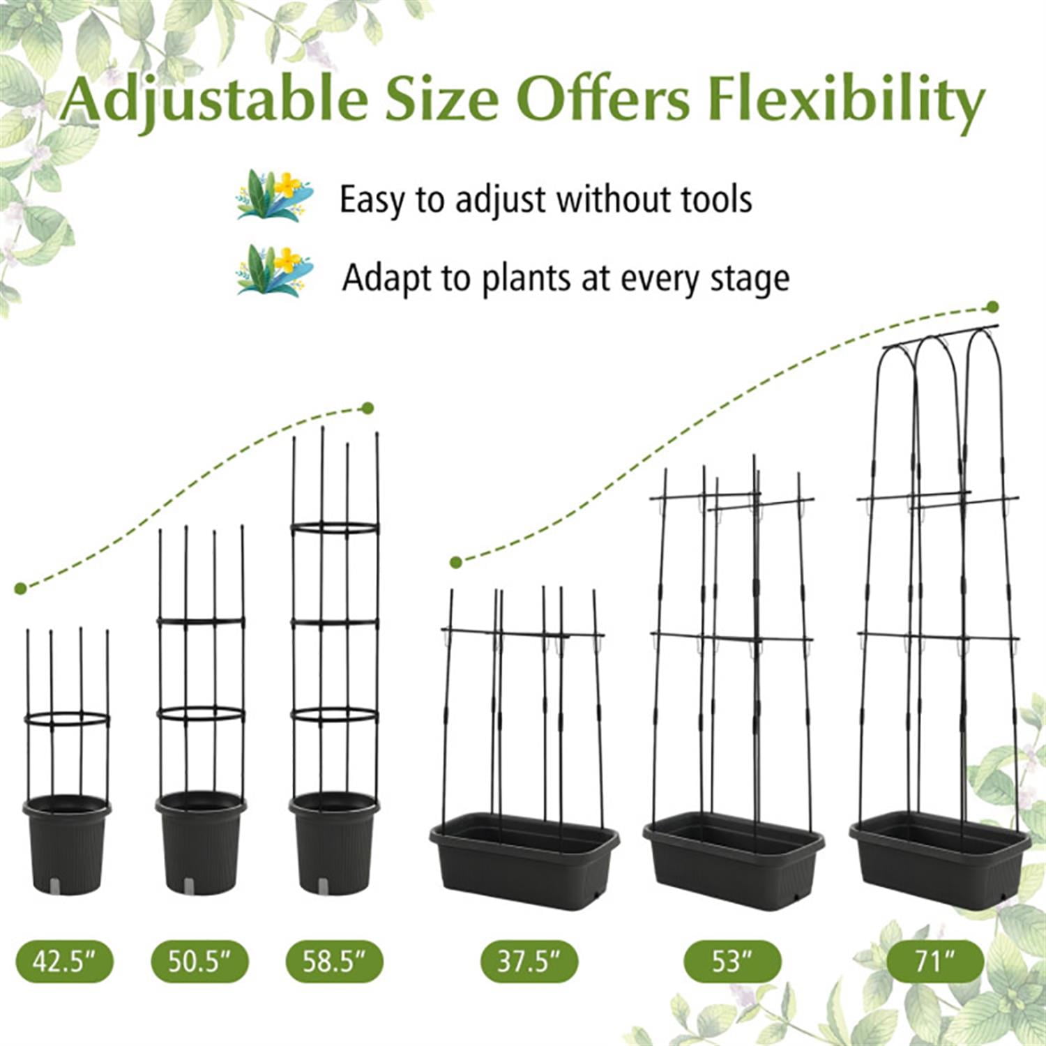 Spaco 2 Pack Planter Box with Trellis Cucumber Trellis Tomato Cage, Horticulture Outdoor Garden Bed for Patio, Lawn, Yard, Balcony, Black