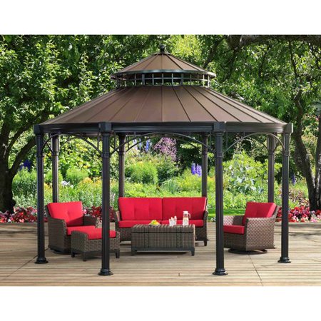 Sunjoy 14 X 14 Ft Windsor Round Hard Top Gazebo Walmart Com