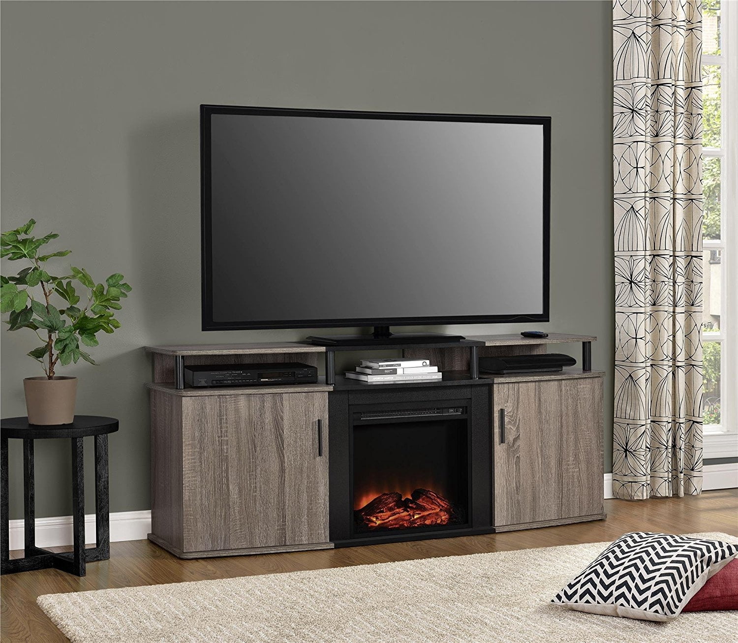 Altra Furniture Carson Fireplace Tv Console 70 Sonoma Oak Black Altra Furniture Carson Fireplace Tv Console 70 Sonoma Oak Black Com