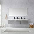 thumbnail image 2 of Vegadeo 72" Double White Composite Stone Sink Top Bath Vanity in Grey w/ Mirror, 2 of 12