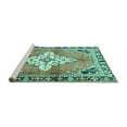 thumbnail image 2 of Ahgly Company Machine Washable Indoor Square Medallion Turquoise Blue Traditional Area Rugs, 6' Square, 2 of 4