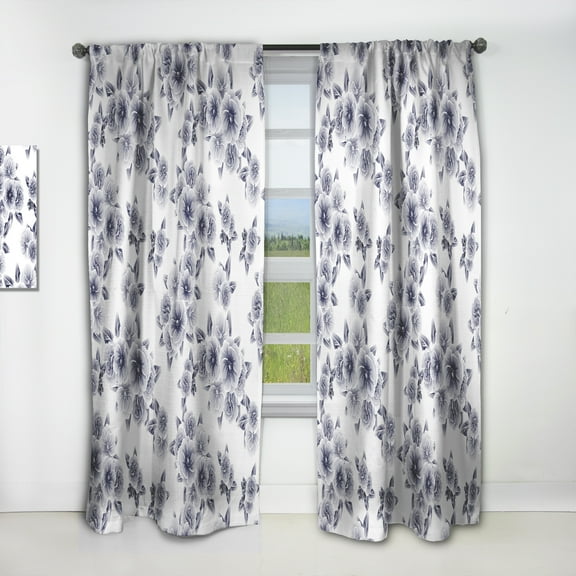 Designart 'Flower Pattern in Vintage Style' Modern & Contemporary Curtain Panel