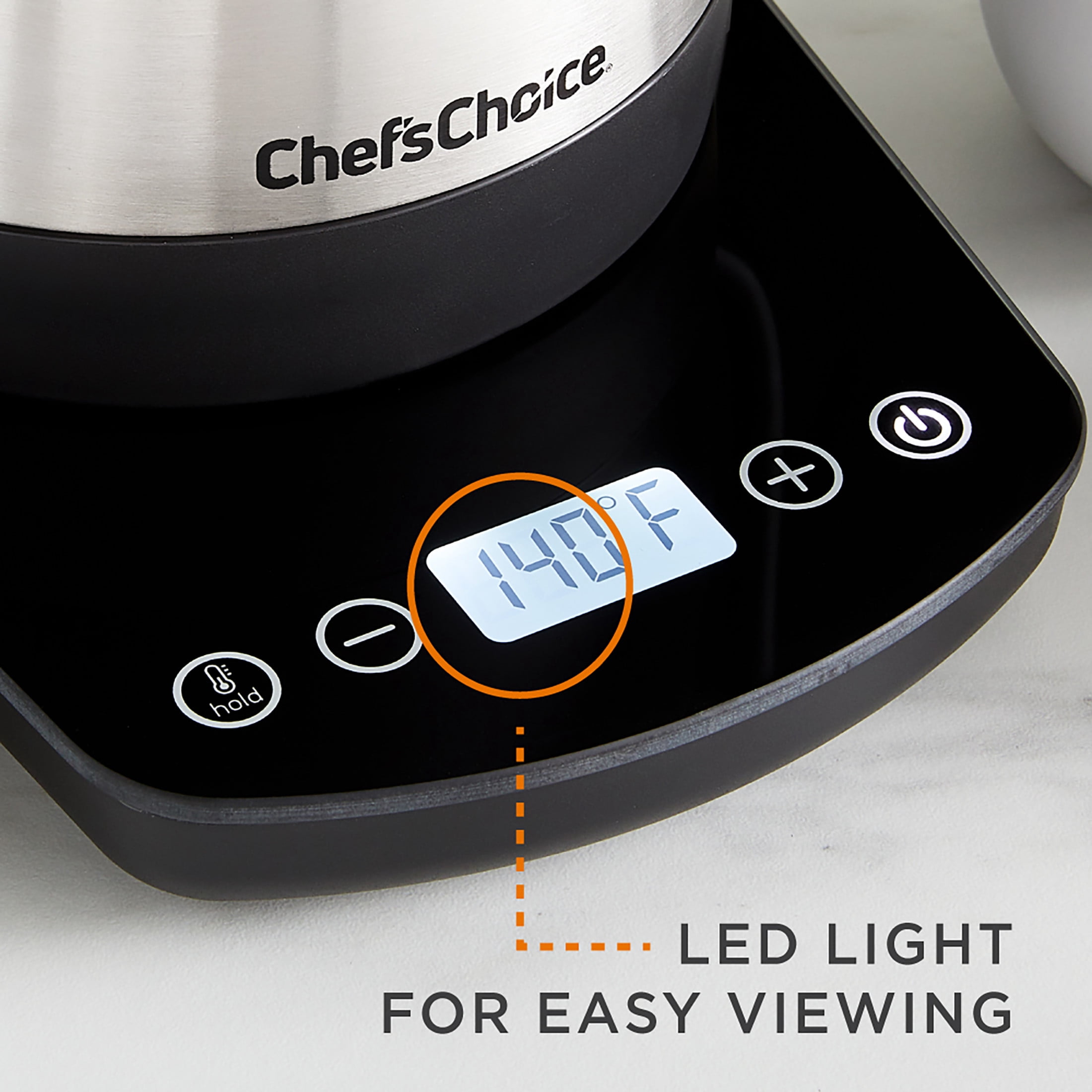 Chef'sChoice Electric Gooseneck Pour Over Kettle with Digital Touchscreen Control, 1 Liter Capacity, in Brushed Stainless Steel (KTCC1LSS13)