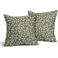 thumbnail image 2 of Olive Green Beige Daisy Floral Pillow Covers 16X16 Inch Vintage Flowers Decorative Pillow Cases Set of 2 Block Print Cotton Linen Throw Pillows Farmhouse Decor For Couch Porch Bed Cushion Outdoor, 2 of 6