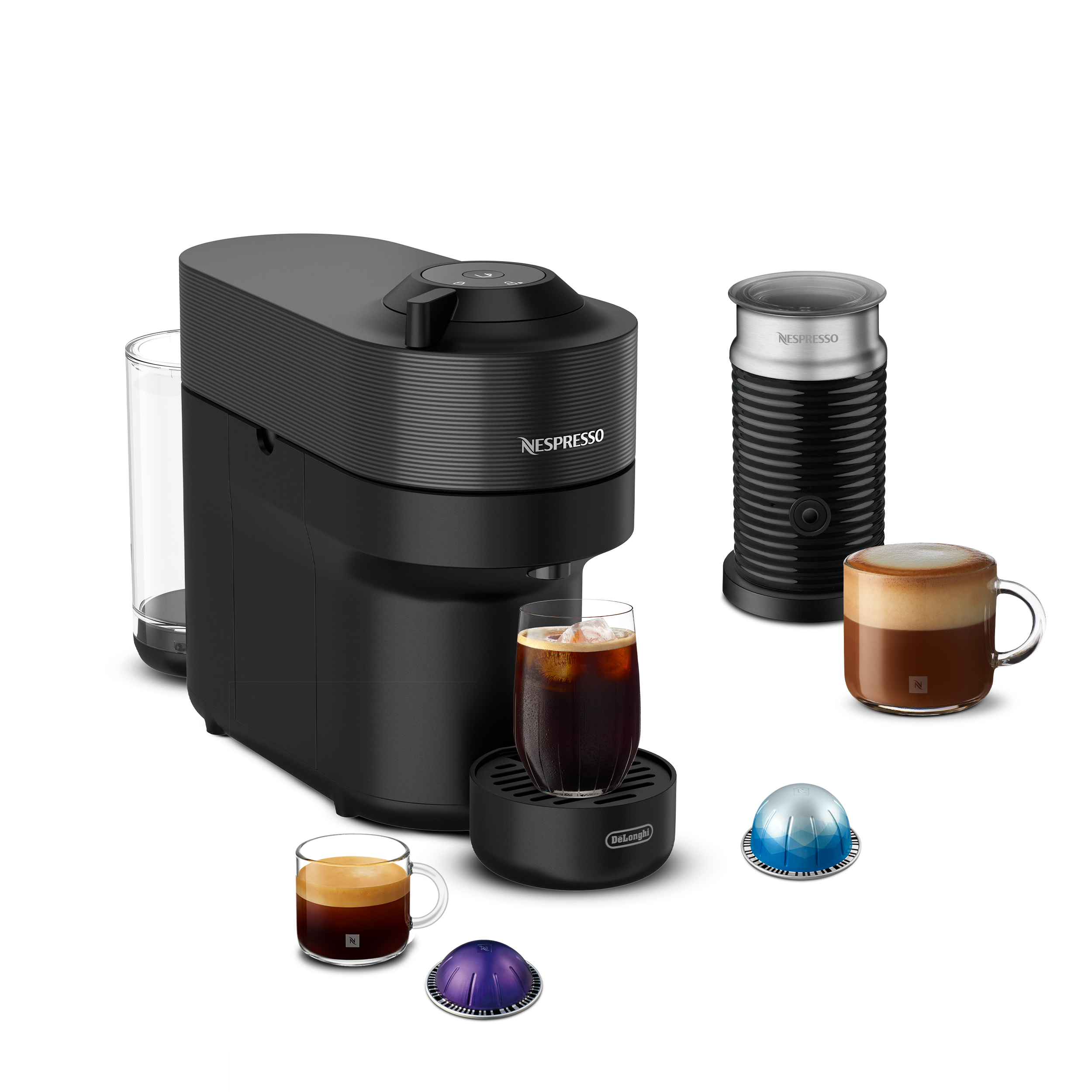 Nespresso Vertuo Pop Coffee and Espresso Maker by De'Longhi with Milk Frother, Black