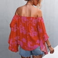thumbnail image 4 of Camisa con mangas acampanadas y hombros descubiertos, blusas con hombros descubiertos para mujer, blusa con hombros descubiertos y dobladillo alto y bajo, blusas con hombros descubiertos, muy recomendable, 4 of 6