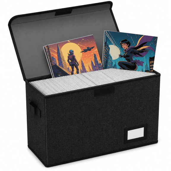 Comic Book Storage Box, Collapsible Organizer for Comics, 15.8 x 7.8 x 11.8 in