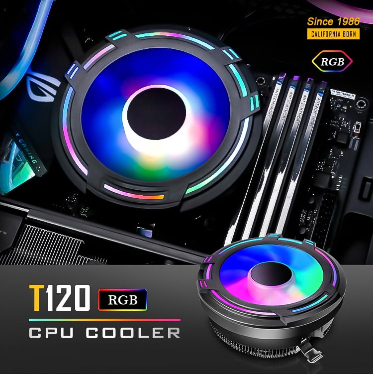 RGB PC Fans CPU Cooler Radiator DC 12V 3Pin Colorful 120mm CPU Cooling Fan PC Heatsink for Intel/AMD Support Under 95W CPU