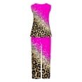 thumbnail image 5 of Mikilon Ensemble Élégant pour Femmes 2 Pcs Débardeur Imprimé Décontracté Ample Pantalon Long Sans Manches Col Rond Haut/chemise Ensemble Rose Vif P, 5 of 5