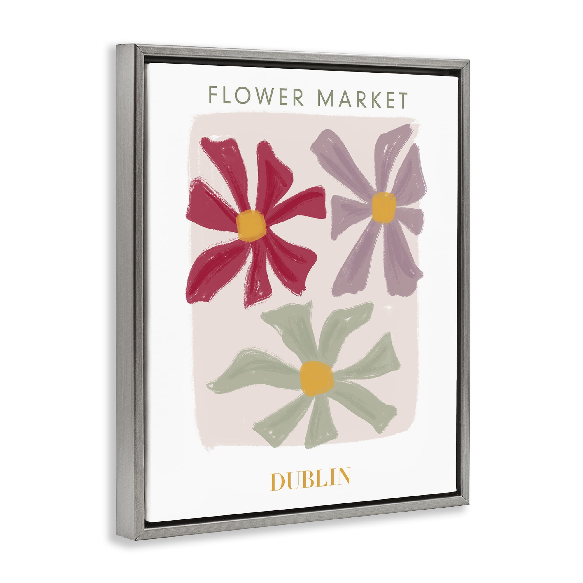Stupell Industries Muted Dublin Flower Market Gray Framed Floater Canvas Wall Art, design by Lucille Price