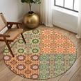 thumbnail image 2 of Round Rug 6Ft Washable Non-Slip, Abstract Floral Circle Area Rugs for Living Room Bedroom, Vintage Ethnic Tribe Abstract Art Indoor Floor Mats Carpet Runner for Home Decor Aesthetic, 2 of 8