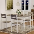 thumbnail image 1 of 5 Piece Dining Table Set, Industrial Style Kitchen Table Set for 4, Dining Table and Chairs with Rectangular Table & Chairs, 1 of 9