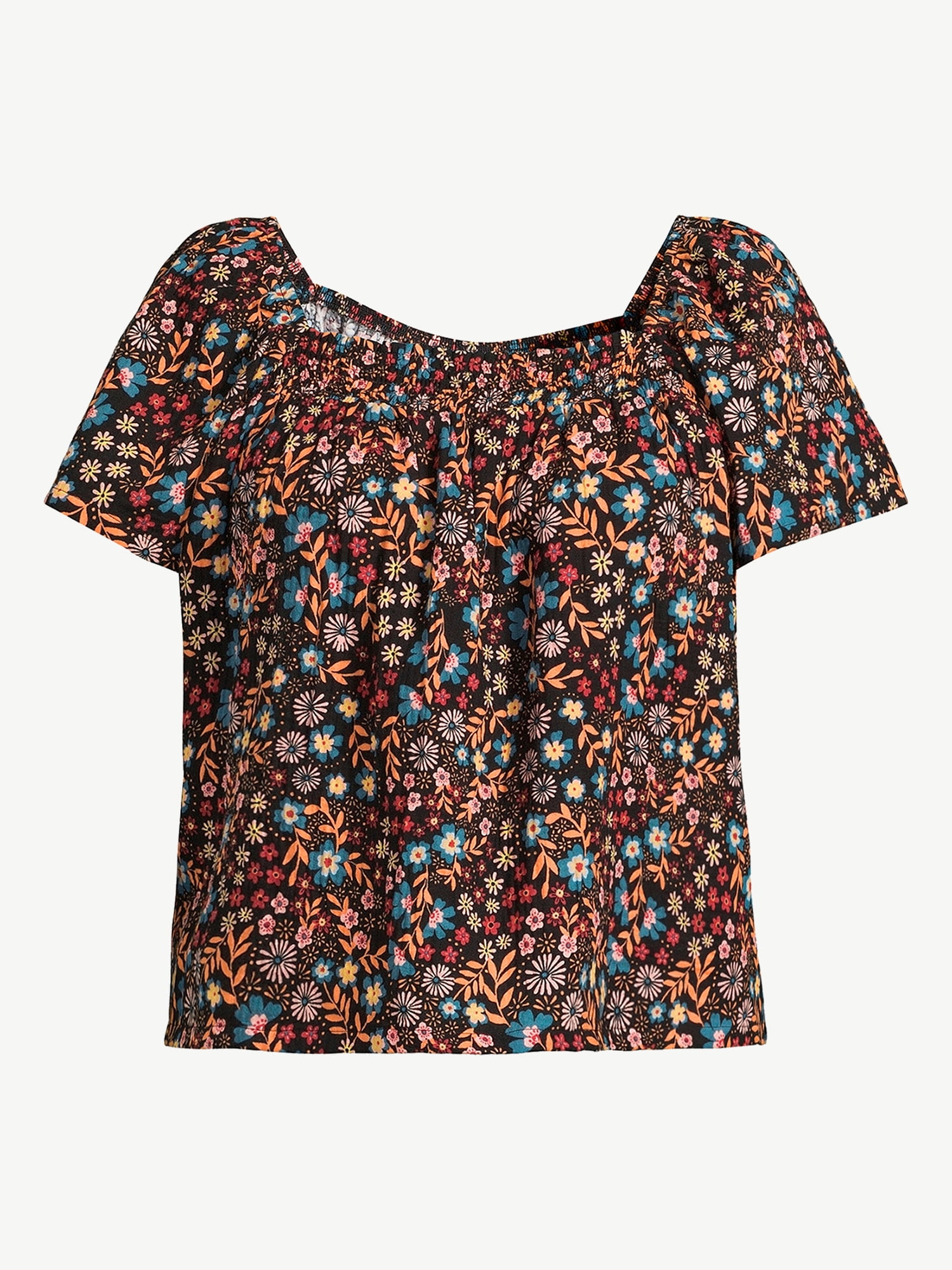 Joyspun Women's Smocked Gauze Sleep Top, Sizes S to 3X